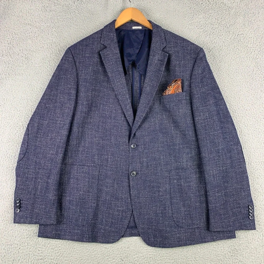 Joseph Abboud Heritage Blazer Men's 50R Blue Modern Fit Knit Sport Coat Jacket